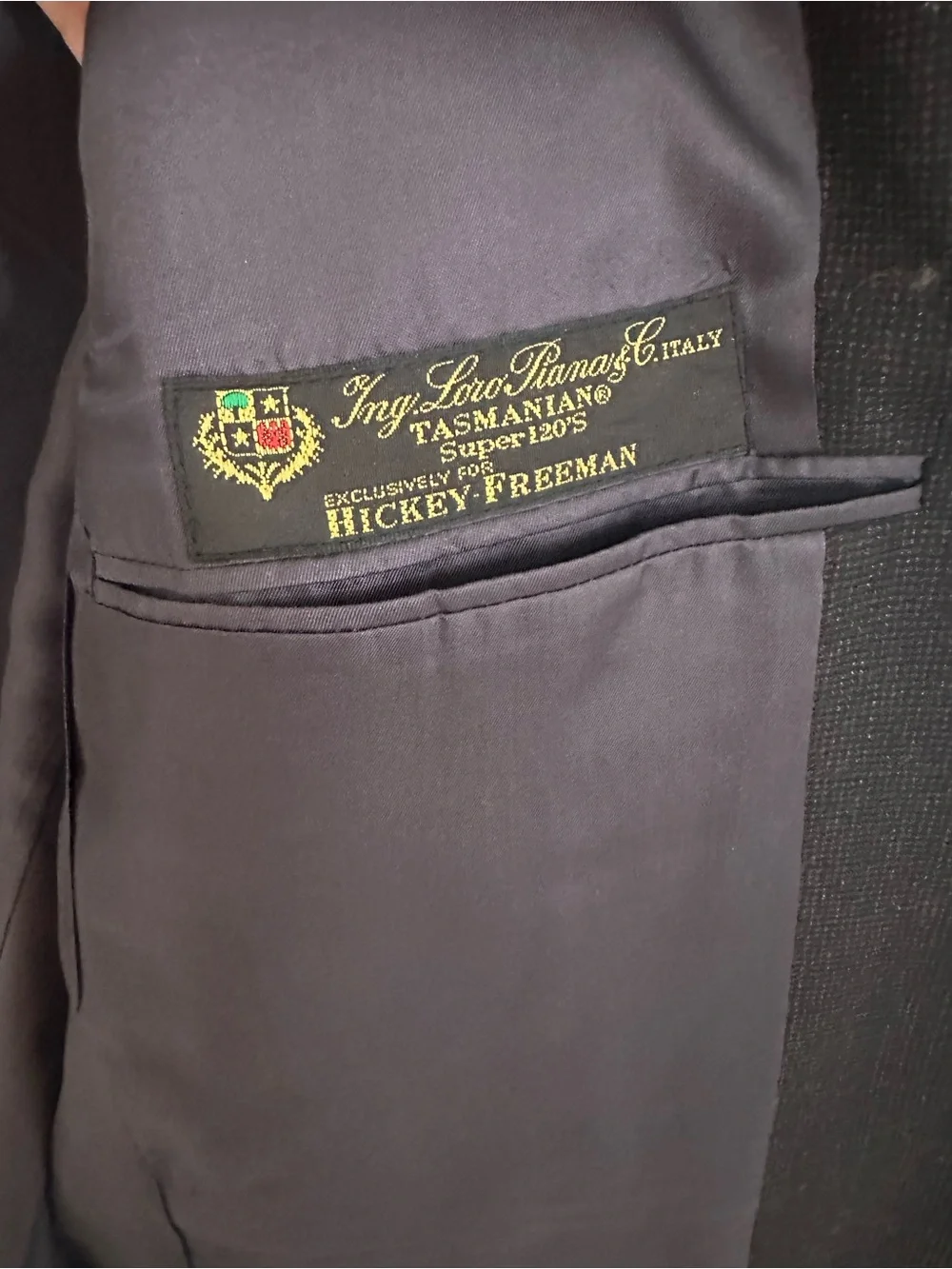 Hickey Freeman Loro Piana Super 120s Wool Suit Men’s 42S Black USA Union Made